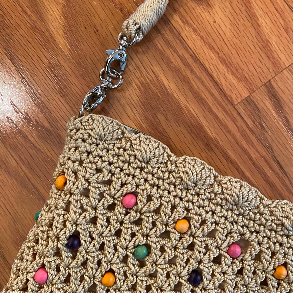 Vintage Y2K does 70’s Beaded Macrame Purse Boho Purse Wooden Bead Bag Crossbody - Picture 5 of 15
